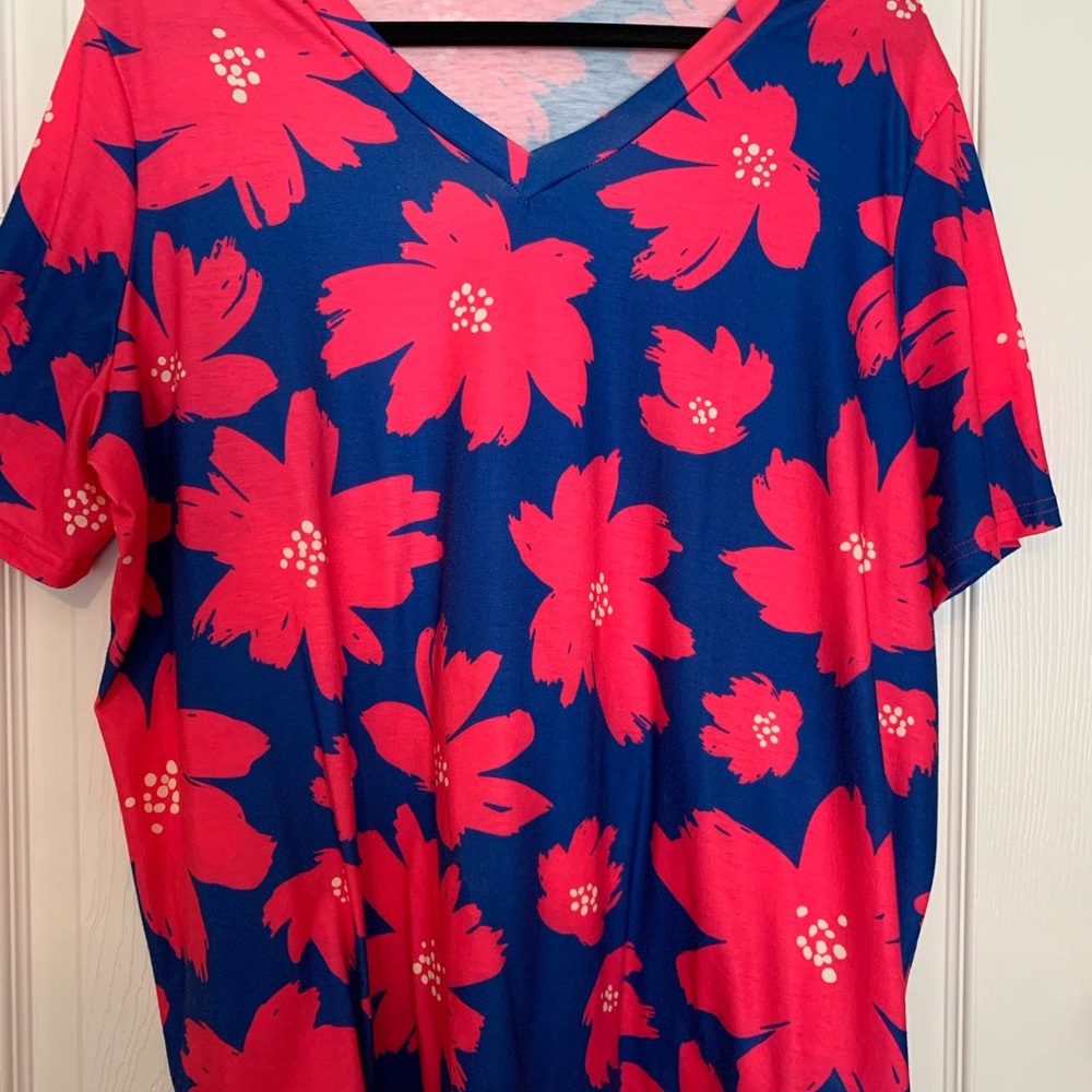 Pink and Blue Boxy Relaxed Short Sleeve Tee